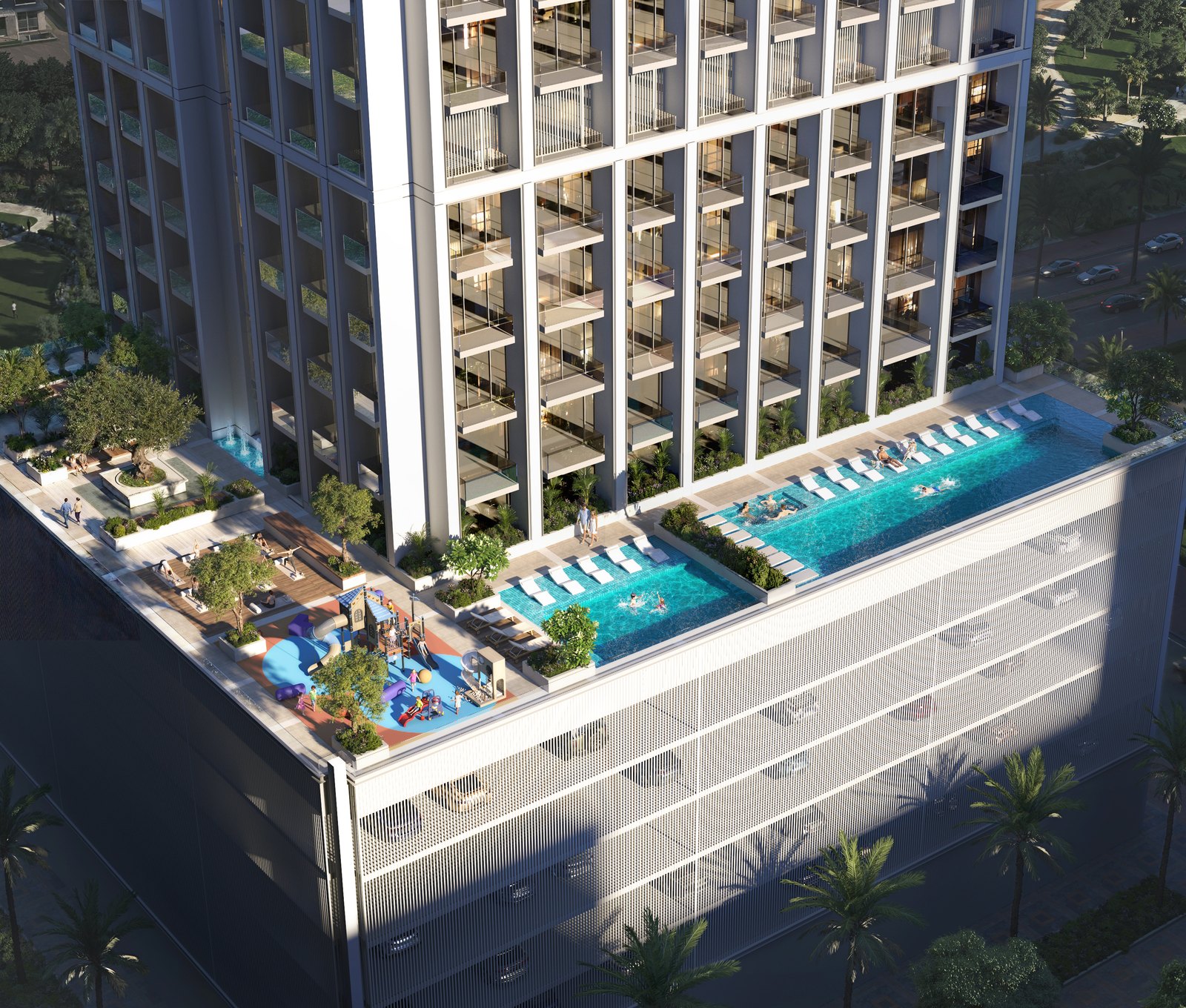 The fifth-floor amenity deck