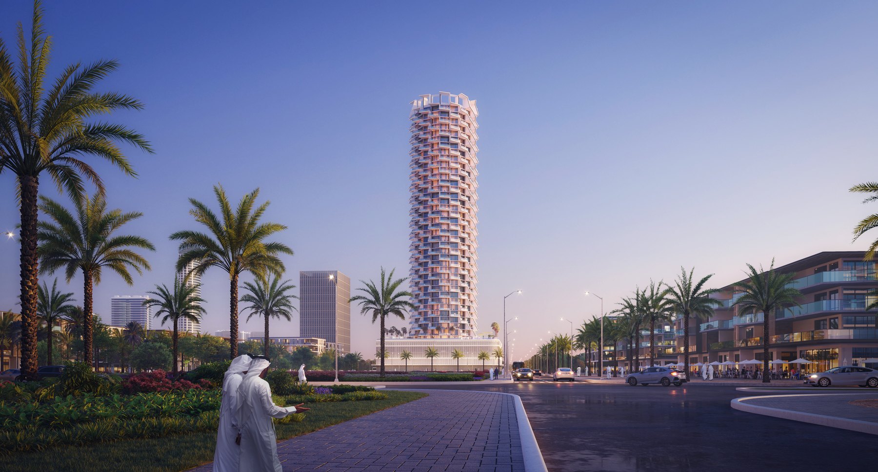 The tower seen from Jumeirah Village Circle