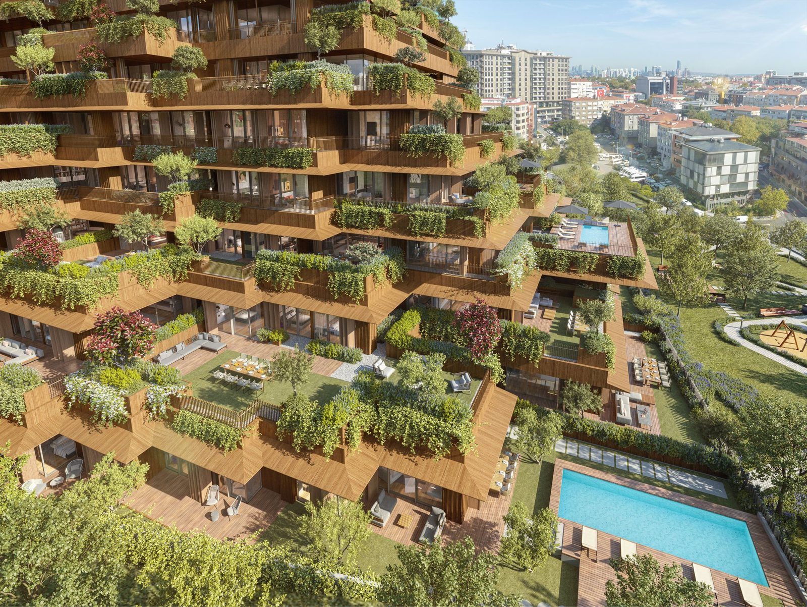 Aerial view of Next Level İstanbul green terraces