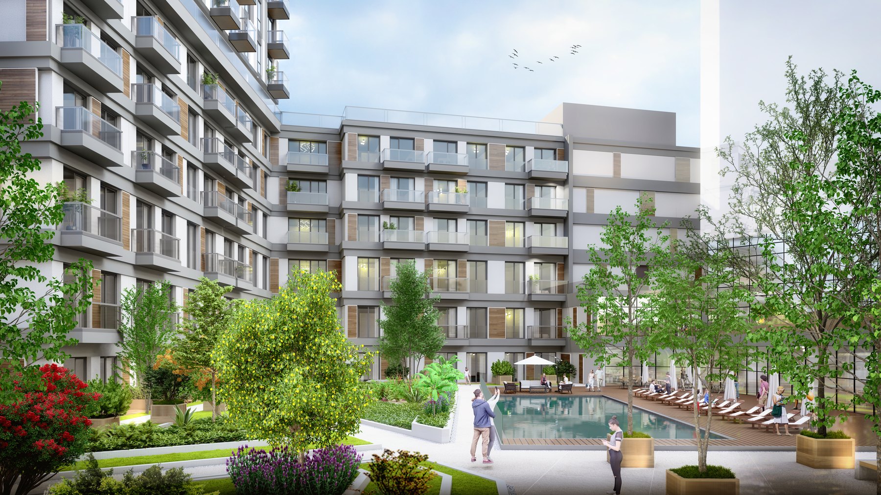 Landscaped courtyard & outdoor pool